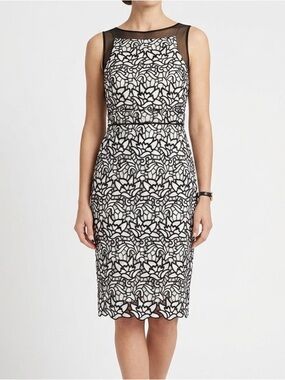 badgley mischka black and white dress Badgley Mischka Halter Dress XS Black and White Floral Midi 100% Silk m2